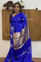Blue Banarasi Raw Mango Silk Saree