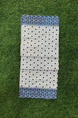 Blue Floral Print Kerala Cotton Set Saree