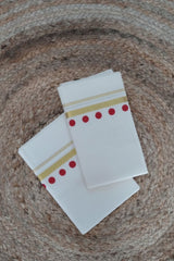 Bright Red Polka Dot Cotton Set Mundu