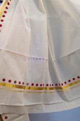 Bright Red Polka Dot Cotton Set Mundu