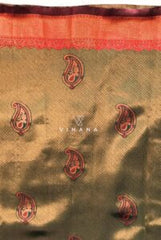 Dark Green Banarasi Saree with Maroon Border