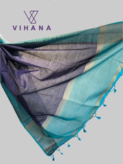 Banarasi Jute Silk Saree Navy Blue & Green Color – VS525