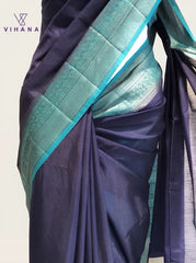 Banarasi Jute Silk Saree Navy Blue & Green Color – VS525