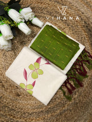 Kerala Set Mundu Off White Color Floral Print-VS478