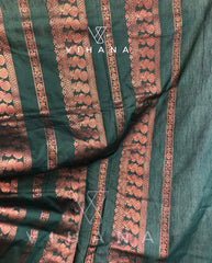 Kanchi Cotton Saree Yellow with Green Color