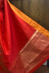 Orange Banarasi Katan Silk Saree
