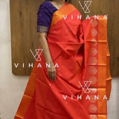 Orange Banarasi Katan Silk Saree
