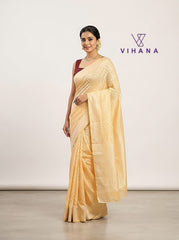 Spun Cottton Yellow Color Saree – VS526
