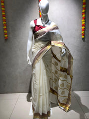 Kerala Set Saree with Blouse-VS369