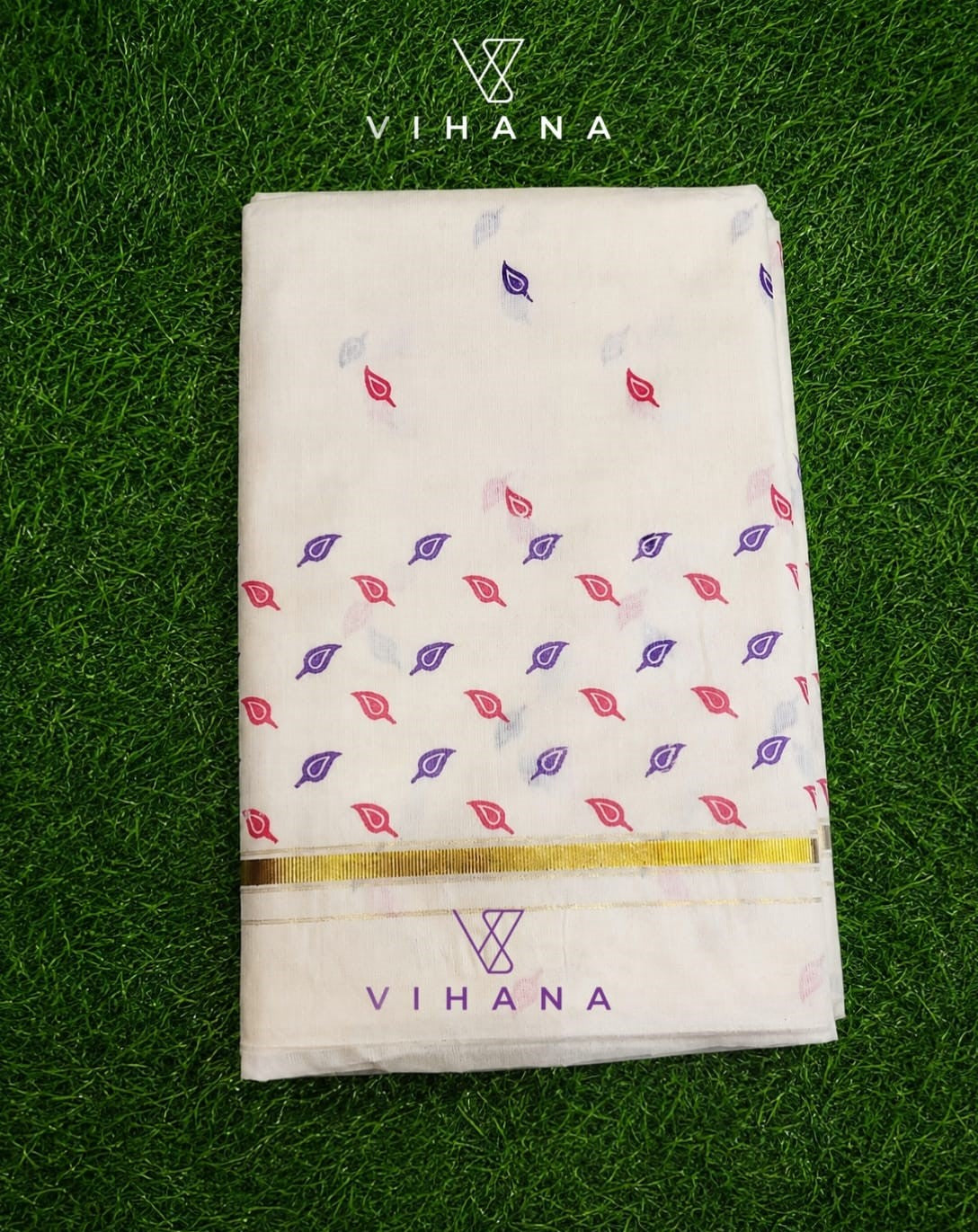 Kerala Set Saree with Jasmine Bud Design