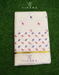 Kerala Set Saree with Jasmine Bud Design