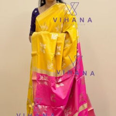 Yellow Banarasi Katan Silk Saree