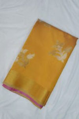 Yellow Banarasi Katan Silk Saree