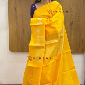 Yellow Banarasi Katan Silk Saree